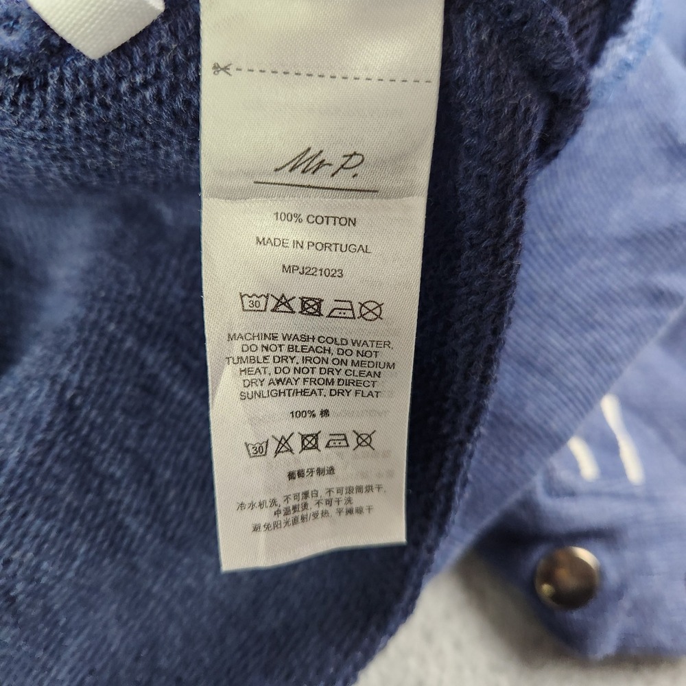 Mr. P by Mr. Porter Navy Varsity Jacket with Preppy Contrast Stripes - Picture 8 of 9